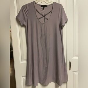 Derek Heart Dress Size M Gray Solid Cap Sleeve Criss Cross V Neck Women’s